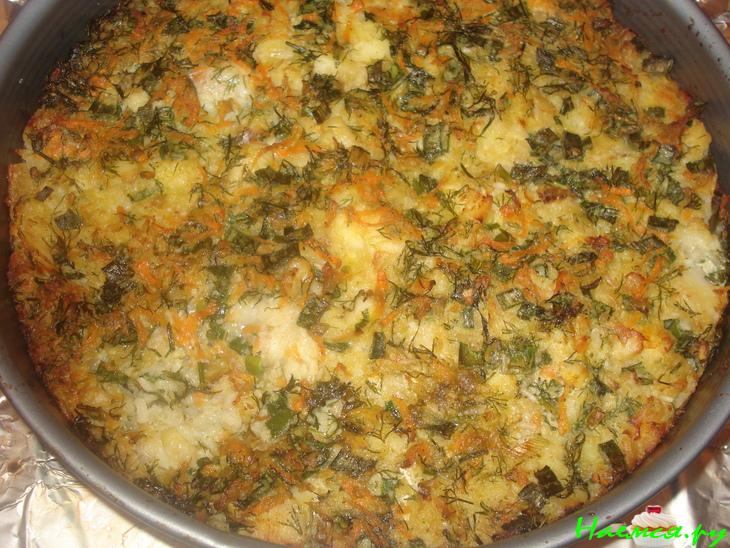 Рисовый пирог с морским языком под сырной корочкой