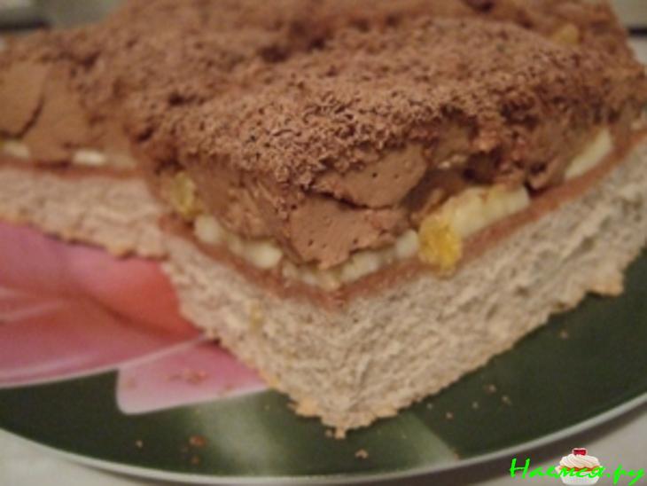 Шоколадное суфле с апельсиново-банановой прослойкой