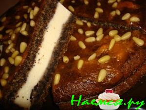 Маковый пирог-торт с творожной прослойкой