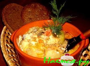 Свинина с овощами в сметане