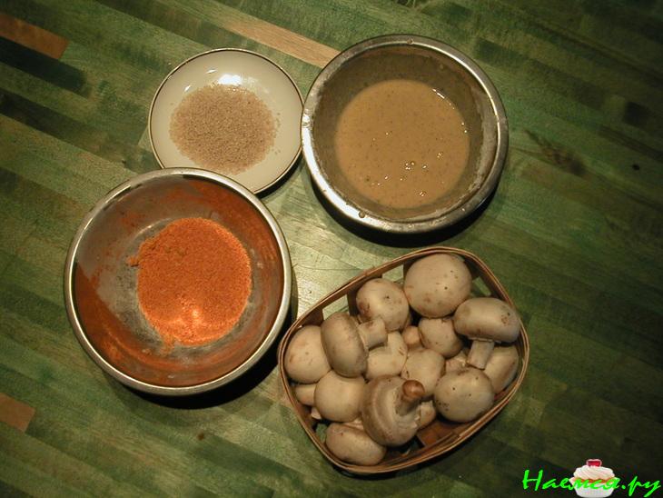 Шампиньоны в сухарях и кунжуте