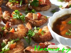 Креветки жареные в гранатовом сиропе Креветки жареные в гранатовом сиропе