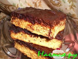 Манный пирог на ряженке с шоколадной заливкой