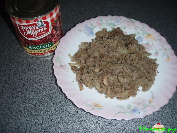 Грибной салат с фасолью