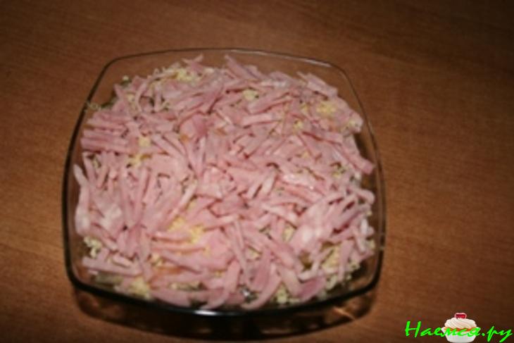 Горячий салат с ветчиной и шампиньонами Горячий салат с ветчиной и шампиньонами