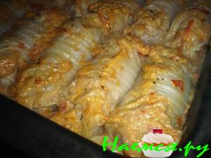 "Пекинские" мясные рулеты под кабачковой шубкой