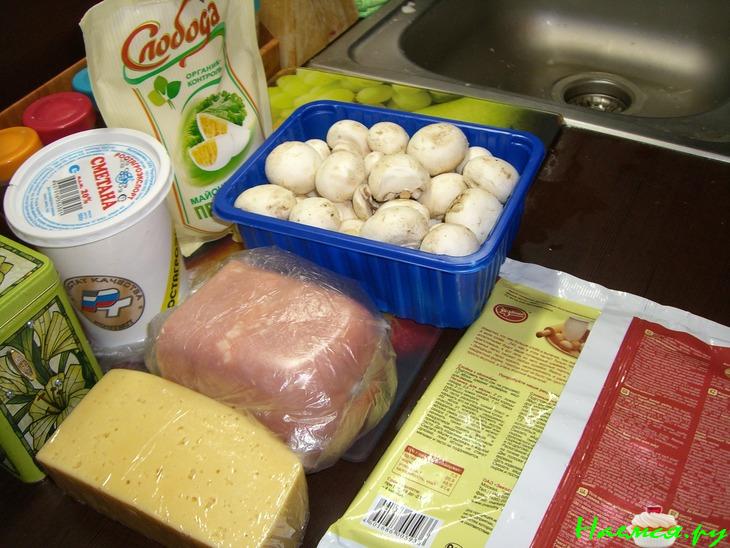 Пирог грибной с ветчиной и сыром Пирог грибной с ветчиной и сыром