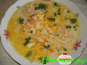 Похлебка из форели и кукурузы