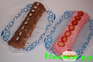 Нежные рулеты с баунти и клубникой