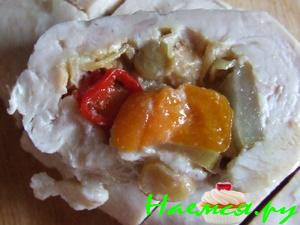 Рулет из куриной грудки с сухофруктами, лимонной цедрой, проготовленный в пароварке Рулет из куриной грудки с сухофруктами, лимонной цедрой, проготовленный в пароварке