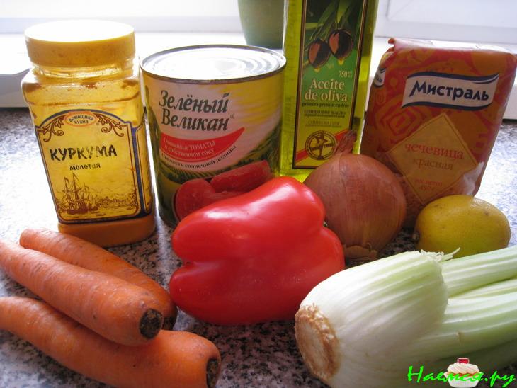 Суп из красной чечевицы с овощами Суп из красной чечевицы с овощами