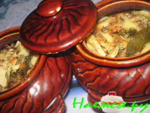 Жаркое в горшочке из куриных желудочков