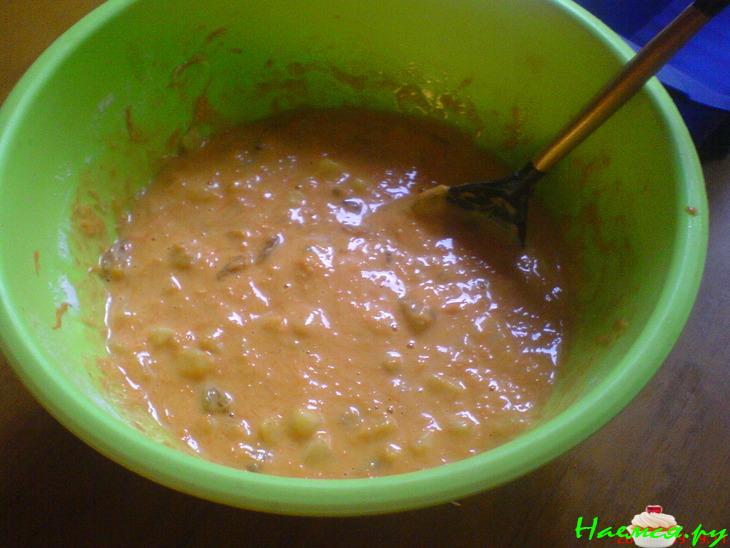 Тыквенный пирог с ананасом и изюмом