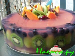 Желейно-фруктовый торт без выпечки Желейно-фруктовый торт без выпечки