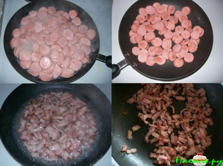 Необычные драники - котлеты с сыром, сосисками и беконом