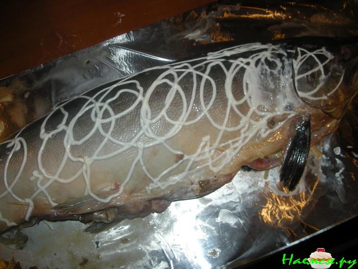Рыбка фаршированная грибами (горбуша)