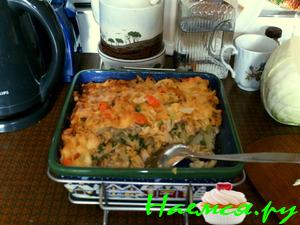 Запеканка из рыбы с макаронами и овощами