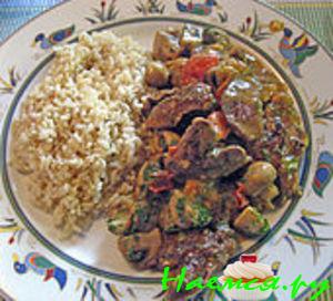 Индюшачья печень с грибами