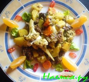 Печень куриная с картофелем и цветной капустой Печень куриная с картофелем и цветной капустой