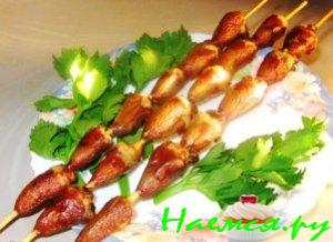 Шашлык из куриных сердец