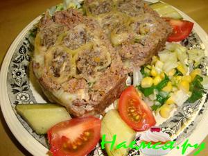 Мясной рулет с грибной начинкой в каннеллони