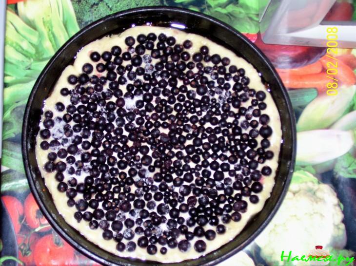 Сметанный пирог с черной смородиной