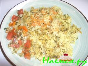 Курица запеченная под рисом