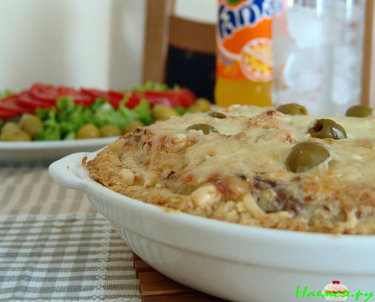 Пирог с тунцом, пюре и сыром