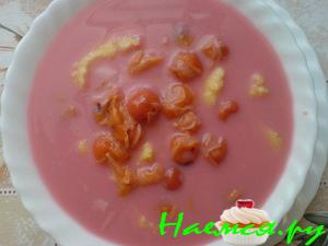 Кукурузная каша с вишнёвым борщом