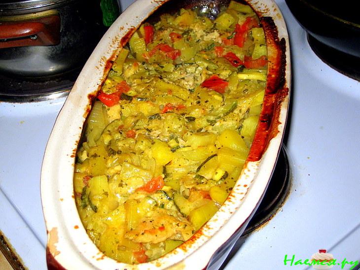 Рыбка с овощами (филе окуня)