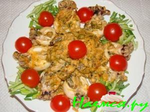 Каракатица фаршированная мидиями