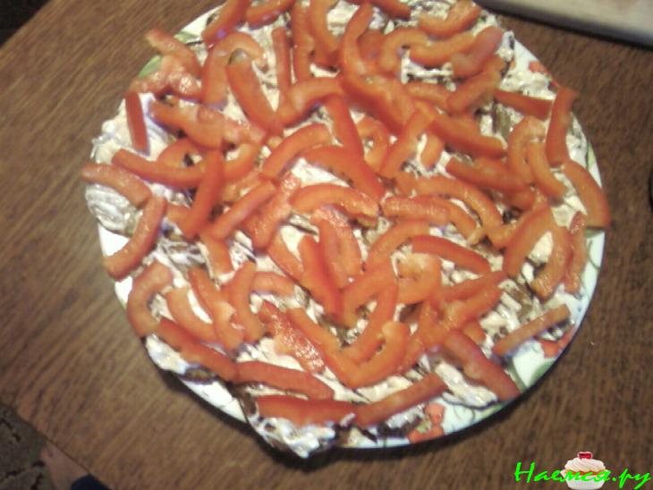 Закуска из баклажанов с перцем и помидором