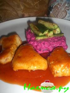 Медальоны под кисло-сладким соусом