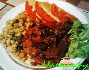 Телятина с винной заправкой