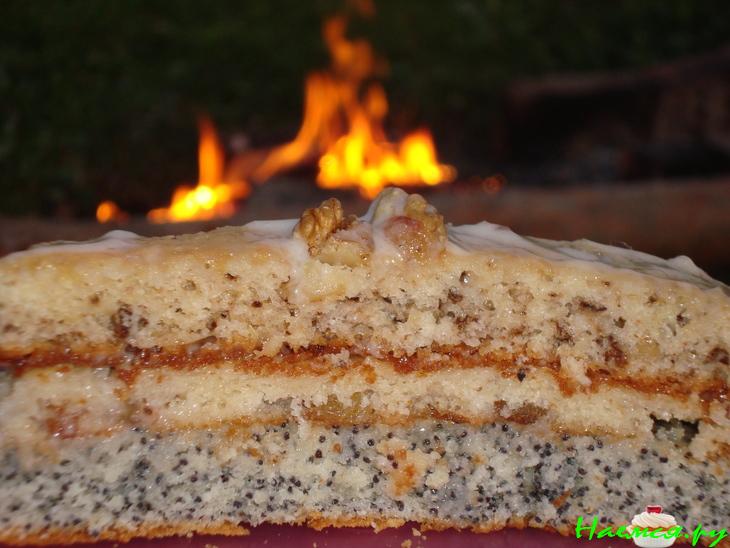 Торт 'Праздничный' с орехами, маком и изюмом