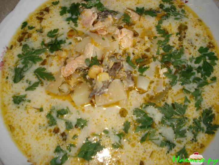 Похлебка из форели и кукурузы