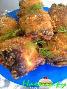 Рулетики из баклажан с мясной начинкой