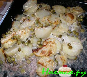 Мясо с зеленым горошком