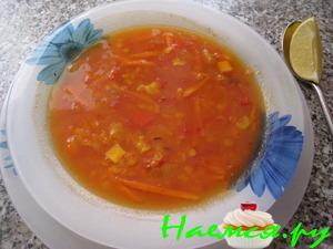 Суп из красной чечевицы с овощами Суп из красной чечевицы с овощами