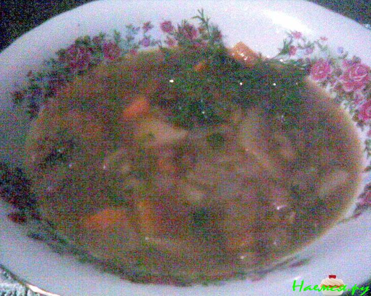 Густой постный суп с чечевицей, черносливом и имбирем