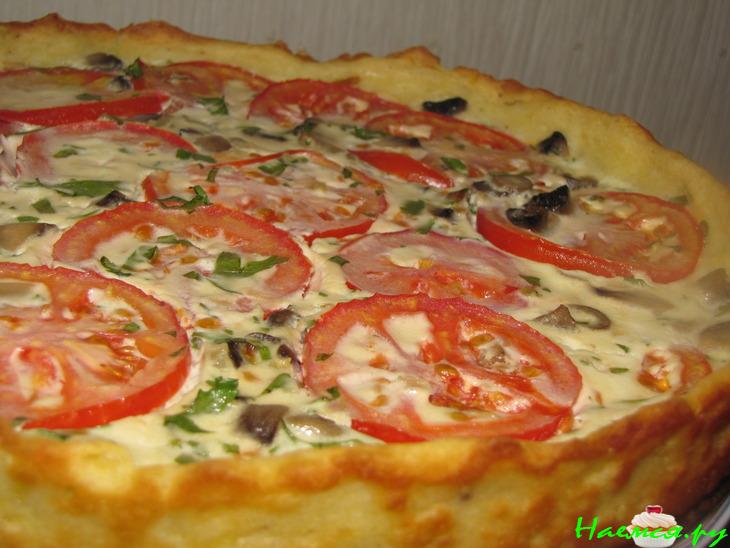Киш с томатами и шампиньонами Киш с томатами и шампиньонами