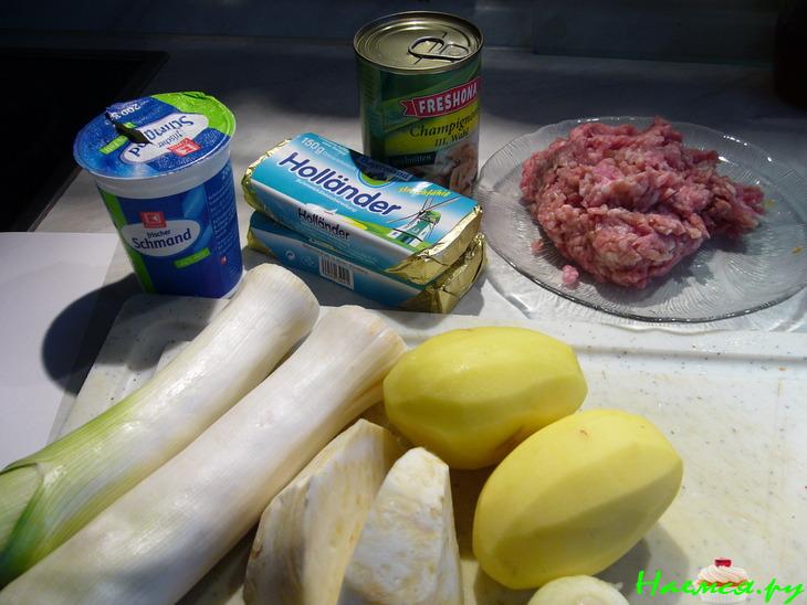 Сырный суп-крем с луком пореем