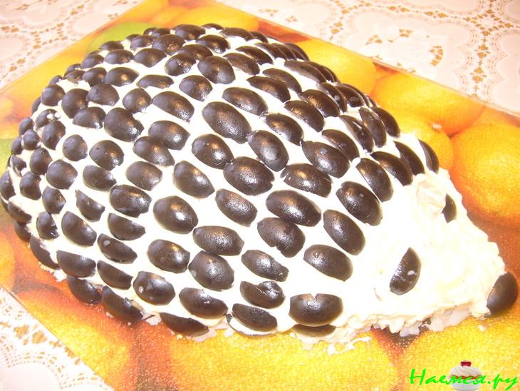 Салат картофельный с шампиньонами "Ёжик"