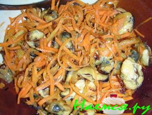 Салат с мидиями и корейской морковью Салат с мидиями и корейской морковью