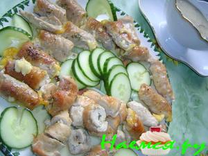 Мясные рулетики с сыром, запечённые в рукаве