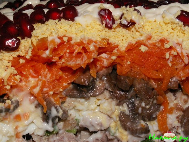 Салат "Сказка" с телячьей вырезкой и королевскими шампиньонами