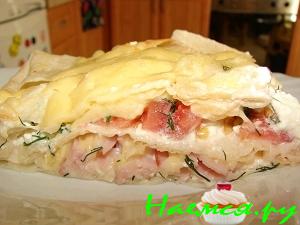 Пирог - пицца из лаваша (для детишек)