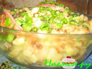 Рагу из кабачков с копчеными ребрышками