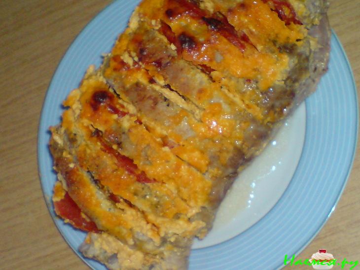 "Книжка" из свинины с плавленным сыром и помидорами
