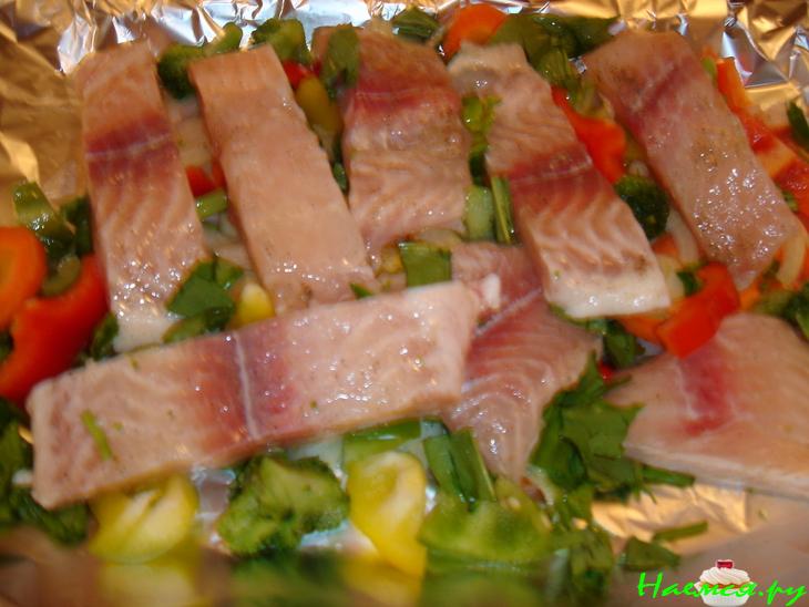 Морской язык запеченный с овощами